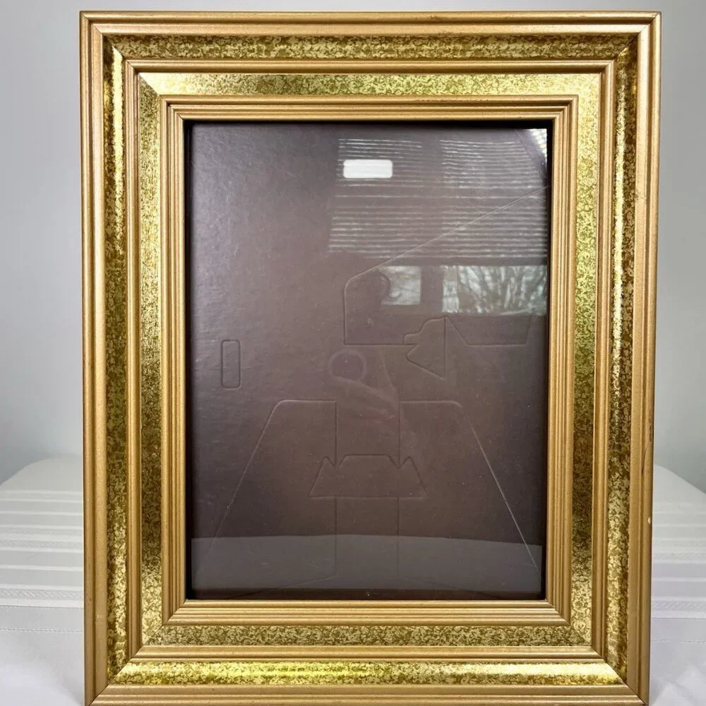 Vintage 80s Gold Tone Ornate Picture Frame Textured Gilt Mid Century Retro
